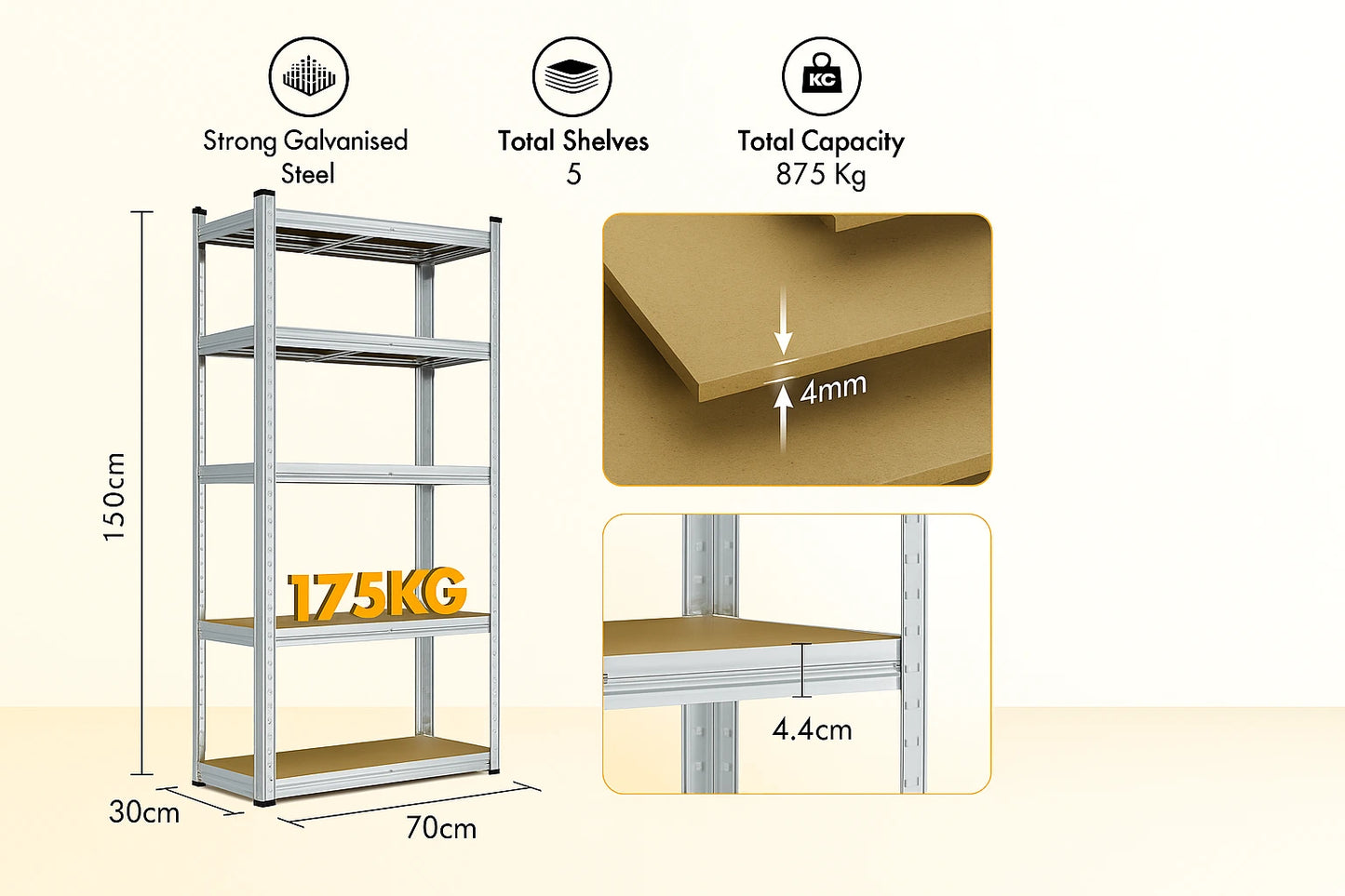 5-Tier Metal Freestanding Shelf Unit